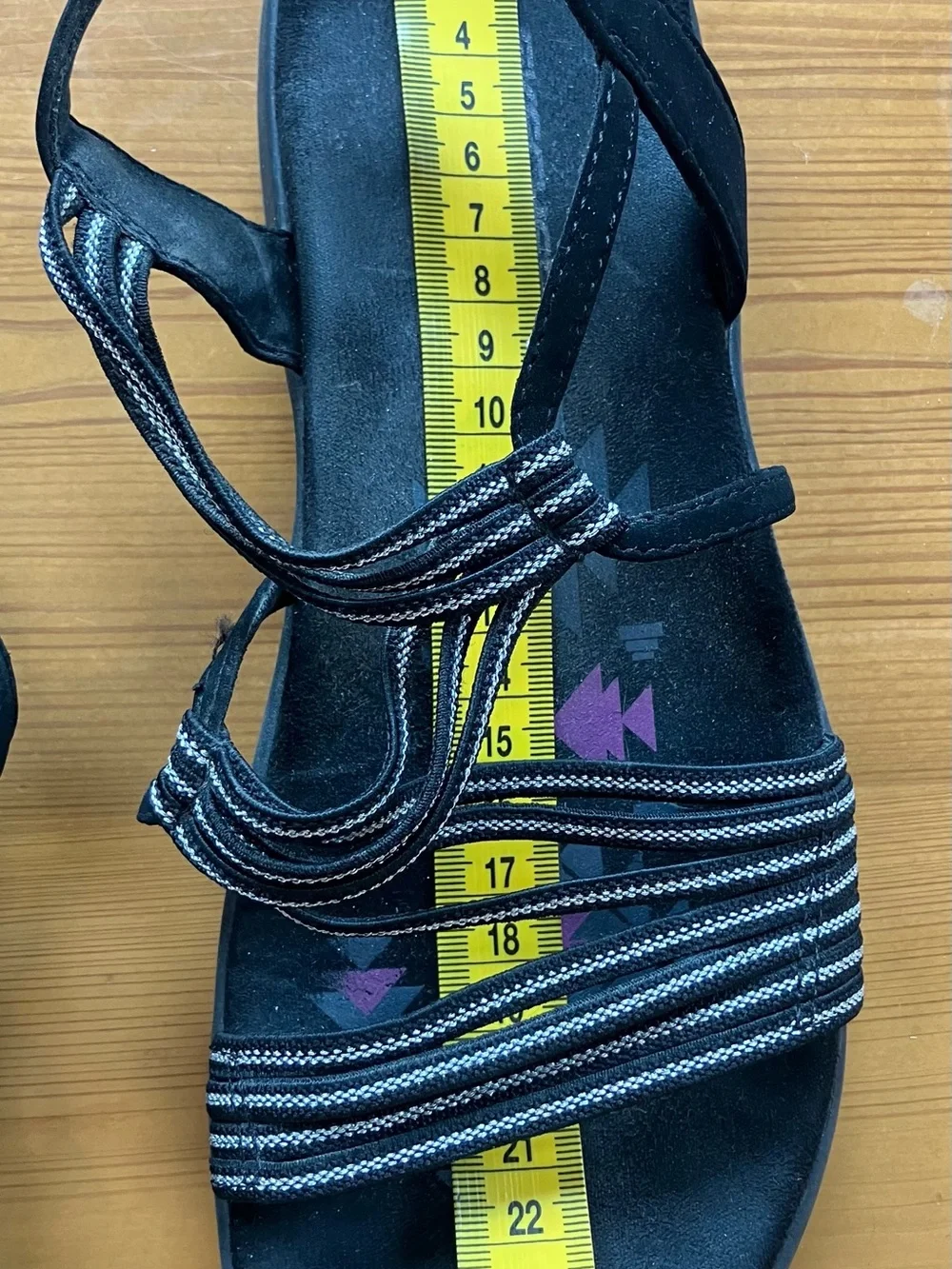 Skechers Black Strappy Memory Foam Sandals with Subtle Purple Accent
